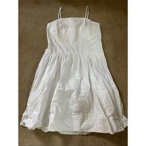 Free Assembly Cutesy Coastal White Eyelet Midi Sundress with Spaghetti Straps
